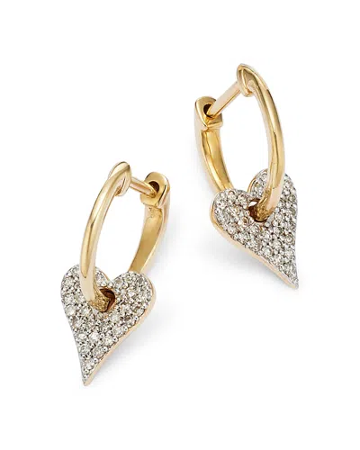 Bloomingdale's Diamond Heart Drop Hoop Earrings In 14k White & Yellow Gold, 0.23 Ct. T. W. - Exclusive In Gold/white