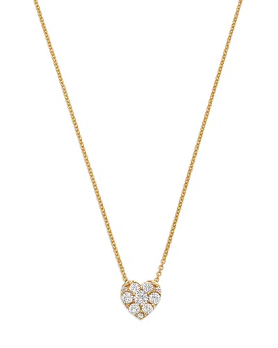 Bloomingdale's Diamond Heart Cluster Pendant Necklace In 14k Yellow Gold, 0.50 Ct. T. W.