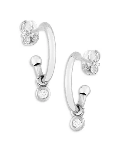 Bloomingdale's Diamond Hoop Earrings In 14k White Gold, 0.06 Ct. T. W. - Exclusive