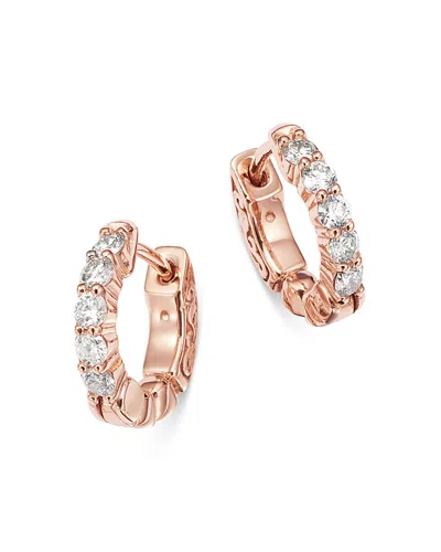 Bloomingdale's Diamond Huggie Hoop Earrings In 14k Rose Gold, 0.50 Ct. T. W. - Exclusive In White/rose Gold