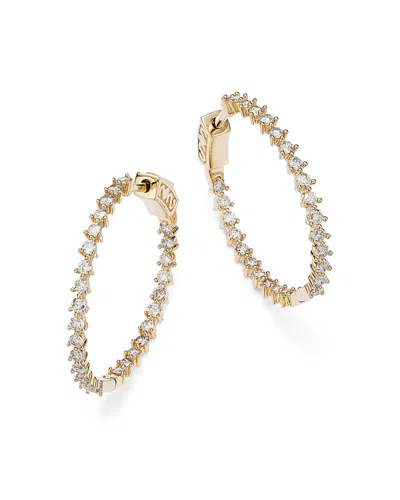Bloomingdale's Diamond Inside Out Medium Hoop Earrings In 14k Yellow Gold, 1.50 Ct. T. W. - Exclusive In Gold/white