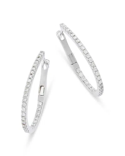 Bloomingdale's Diamond Inside Out Oval Hoop Earrings In 14k White Gold, 0.75 Ct. T. W.