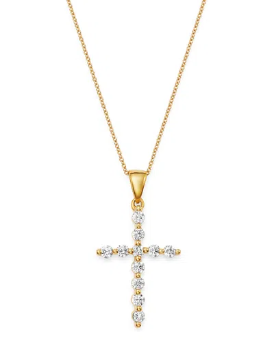 Bloomingdale's Diamond Large Cross Pendant Necklace In 14k Yellow Gold, 0.50 Ct. T. W. - Exclusive In White/gold