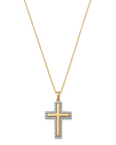 Bloomingdale's Diamond Large Cross Pendant Necklace In 14k Yellow Gold, 0.70 Ct. T. W. - Exclusive In White/gold