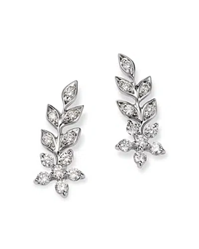 Bloomingdale's Diamond Leaf & Flower Ear Climbers In 14k White Gold, 0.25 Ct. T. W.