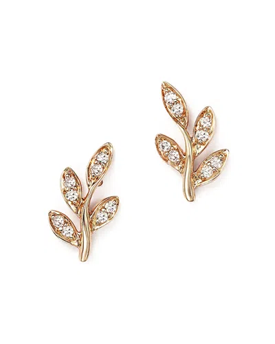 Bloomingdale's Diamond Leaf Stud Earrings In 14k Rose Gold, .10 Ct. T. W.