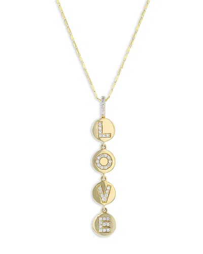 Bloomingdale's Diamond Love Pendant Necklace In 14k Yellow Gold, 0.30 Ct. T. W. - Exclusive