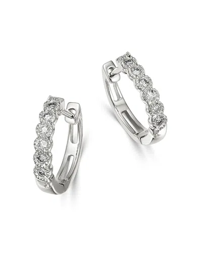 Bloomingdale's Diamond Milgrain Huggie Hoop Earrings In 14k White Gold, 0.10 Ct. T. W. - Exclusive