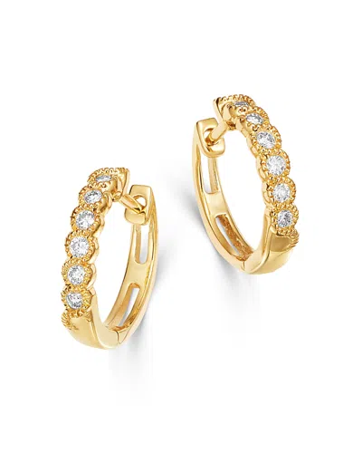 Bloomingdale's Diamond Milgrain Huggie Hoop Earrings In 14k Yellow Gold, 0.10 Ct. T. W. - Exclusive In White/gold