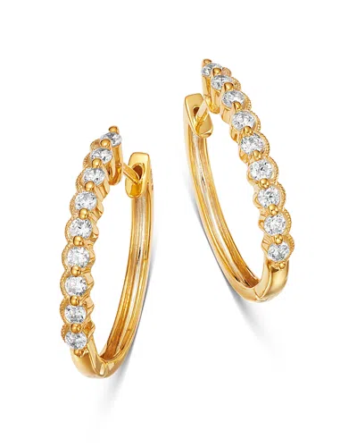 Bloomingdale's Diamond Milgrain Oval Hoop Earrings In 14k Yellow Gold, 0.50 Ct. T. W. - Exclusive In White/gold