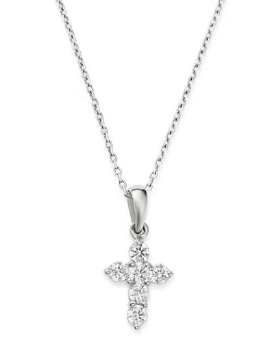 Bloomingdale's Diamond Mini Cross Pendant Necklace In 14k White Gold, 0.25 Ct. T. W. - Exclusive
