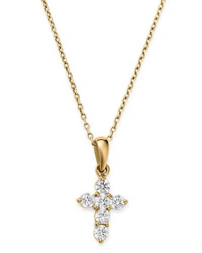 Bloomingdale's Diamond Mini Cross Pendant Necklace In 14k Yellow Gold, 0.25 Ct. T. W. - Exclusive In White