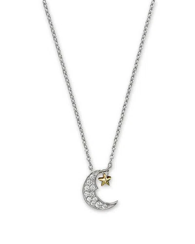 Bloomingdale's Diamond Moon And Star Pendant Necklace In 14k White And Yellow Gold, .08 Ct. T. W. - Exclusive
