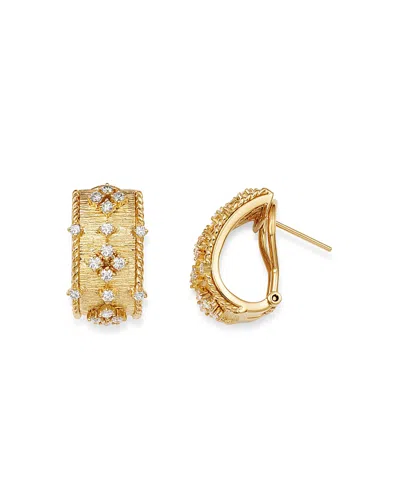 Bloomingdale's Diamond Omega-back Earrings In 18k Textured Yellow Gold, 0.70 Ct. T. W. - Exclusive In White/gold