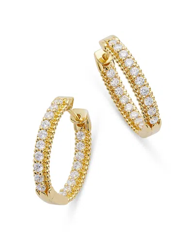 Bloomingdale's Diamond Oval Inside Out Small Hoop Earrings In 14k Yellow Gold, 1.0 Ct. T. W.