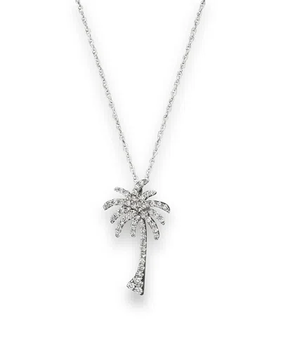 Bloomingdale's Diamond Palm Tree Pendant Necklace In 14k White Gold, .25 Ct. T. W. - Exclusive