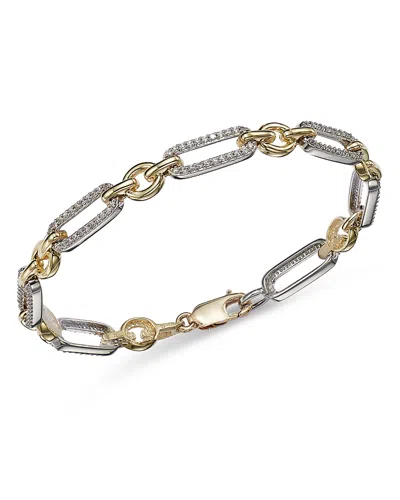 Bloomingdale's Diamond Paperclip Bracelet In 14k White & Yellow Gold, 1.0 Ct. T. W. - Exclusive In White/gold
