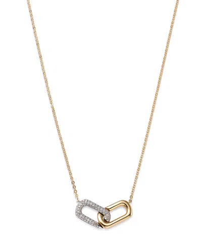 Bloomingdale's Diamond Paperclip Necklace In 14k White & Yellow Gold, 0.25 Ct. T. W. - Exclusive In White/gold