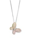 Bloomingdale's Diamond Pave Butterfly Pendant In 14k White, Yellow And Rose Gold, 0.40 Ct. T. W. In Multi/white