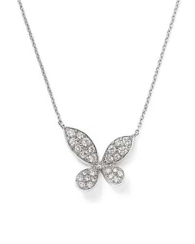 Bloomingdale's Diamond Pave Butterfly Pendant Necklace In 14k White Gold, 0.35 Ct. T. W.