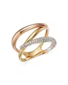 Bloomingdale's Diamond Pave Crossover Ring In 14k Yellow, White & Rose Gold, 0.20 Ct. T. W. - Exclusive In Gold