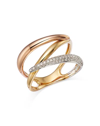 Bloomingdale's Diamond Pave Crossover Ring In 14k Yellow, White & Rose Gold, 0.20 Ct. T. W. - Exclusive