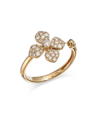 Bloomingdale's Diamond Pave Flower Cuff Ring In 14k Yellow Gold, 0.50 Ct. T. W. - Exclusive
