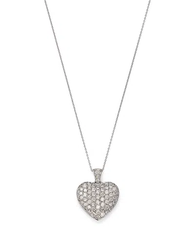 Bloomingdale's Diamond Pave Heart Pendant Necklace In 14k White Gold, 1.50 Ct. T. W. - Exclusive