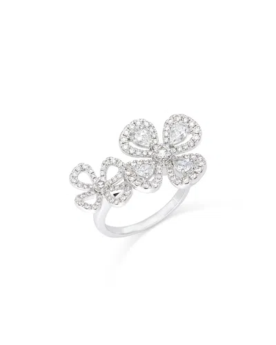 Bloomingdale's Diamond Pear & Round Flower Ring In 14k White Gold, 1.50 Ct. T. W.