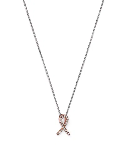 Bloomingdale's Diamond Pink Ribbon Pendant Necklace In 14k Rose And White Gold, .10 Ct. T. W. - Exclusive