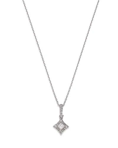 Bloomingdale's Diamond Princess Halo Pendant Necklace In 14k White Gold, 0.50 Ct. T. W. - Exclusive