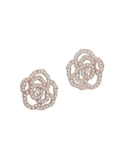 Bloomingdale's Diamond Rose Flower Earrings In 14k Rose Gold, 0.30 Ct. T. W. - Exclusive In White/rose Gold