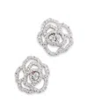 Bloomingdale's Diamond Rose Flower Openwork Stud Earrings In 14k White Gold, 0.30 Ct. T. W. In White