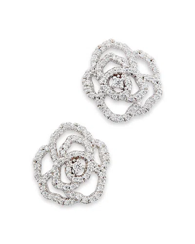 Bloomingdale's Diamond Rose Flower Openwork Stud Earrings In 14k White Gold, 0.30 Ct. T. W.