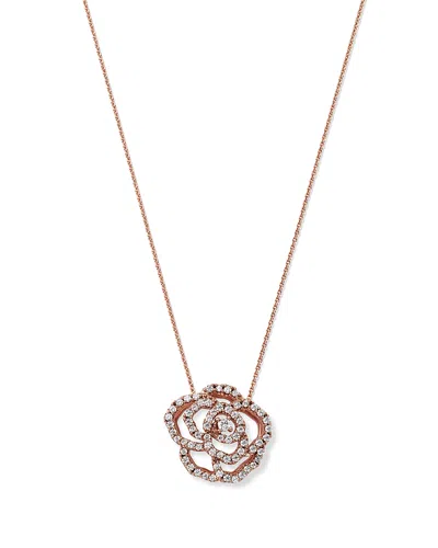 Bloomingdale's Diamond Rose Flower Pendant Necklace In 14k Rose Gold, 0.30 Ct. T. W. - Exclusive