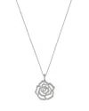 Bloomingdale's Diamond Rose Flower Pendant Necklace In 14k White Gold, 0.50 Ct. T. W. In White