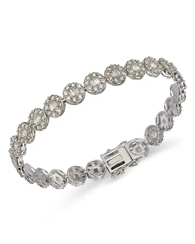 Bloomingdale's Diamond Round & Baguette Halo Link Bracelet In 14k White Gold, 5.0 Ct. T. W. - Exclusive