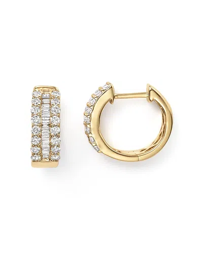 Bloomingdale's Diamond Round & Baguette Hoop Earrings In 14k Yellow Gold, 0.85 Ct. T. W. - Exclusive