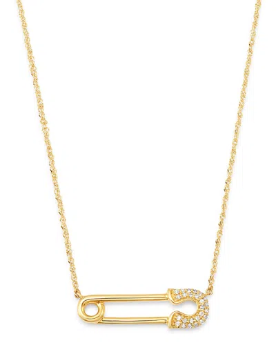 Bloomingdale's Diamond Safety Pin Pendant Necklace In 14k Yellow Gold, 0.10 Ct. T. W. - Exclusive In White/gold