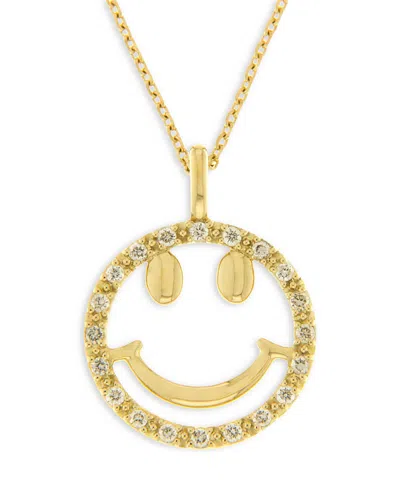 Bloomingdale's Diamond Smiley Face Pendant Necklace In 14k Yellow Gold, 0.10 Ct. T. W. - Exclusive