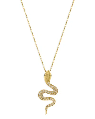 Bloomingdale's Diamond Snake Pendant Necklace In 14k Yellow Gold, 0.22 Ct. T. W. - Exclusive In White/gold