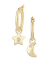 Bloomingdale's Diamond Star & Moon Dangle Hoop Earrings In 14k Yellow Gold, 0.02 Ct. T. W. - Exclusive In Gold