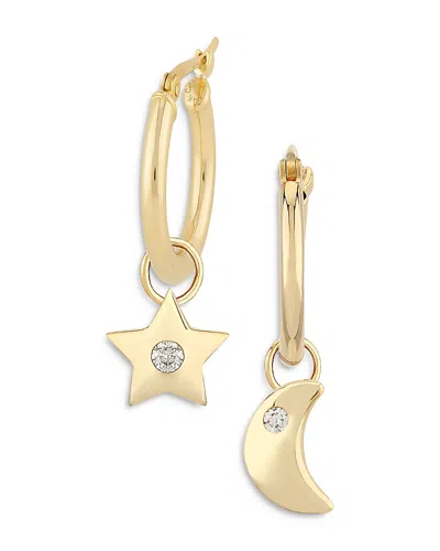 Bloomingdale's Diamond Star & Moon Dangle Hoop Earrings In 14k Yellow Gold, 0.02 Ct. T. W. - Exclusive