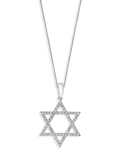 Bloomingdale's Diamond Star Of David Pendant Necklace In 14k White Gold, 0.25 Ct. T. W. - Exclusive In Silver