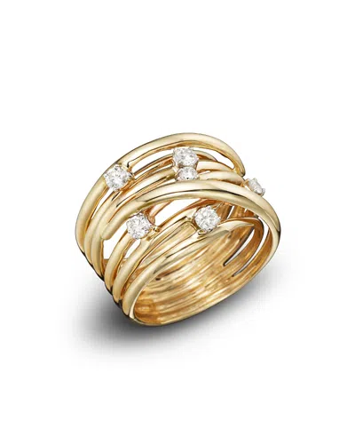 Bloomingdale's Diamond Station Crossover Band In 14k Yellow Gold, .35 Ct. T. W. - Exclusive In Yellow Gold/white Diamonds