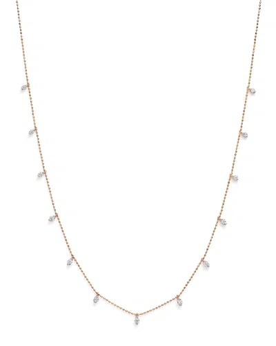 Bloomingdale's Diamond Station Droplet Necklace In 14k Rose Gold, 0.50 Ct. T. W. - Exclusive In White/rose