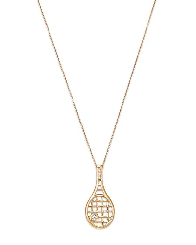 Bloomingdale's Diamond Tennis Racket Pendant Necklace In 14k Yellow Gold, 0.06 Ct. T. W.