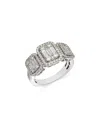 Bloomingdale's Diamond Three Stone Halo Ring In 14k White Gold, 1.20 Ct. T. W. In White