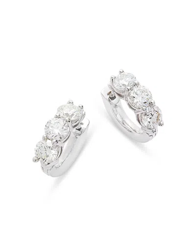 Bloomingdale's Diamond Three Stone Huggie Earrings In 14k White Gold, 2.0 Ct. T. W.