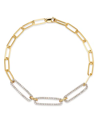 Bloomingdale's Diamond Triple Link Paperclip Bracelet In 14k White & Yellow Gold, 0.50 Ct. T. W. - Exclusive In White/yellow